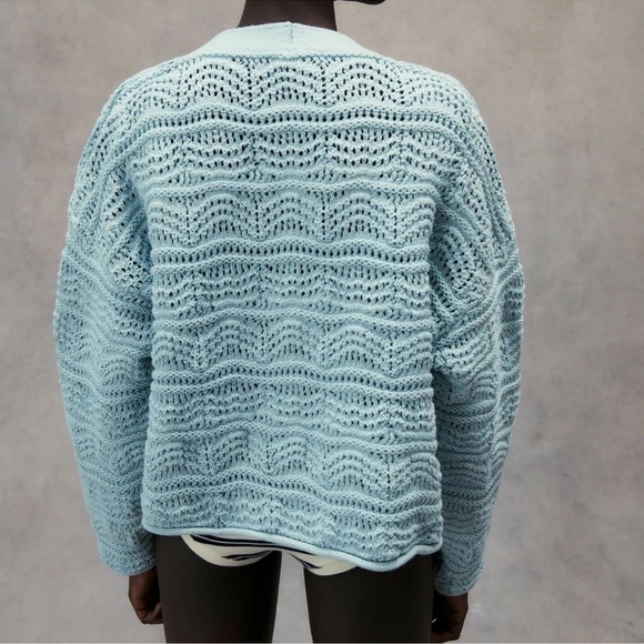 ZARA Structured Knit Jacket Blue - Picture 7 of 8